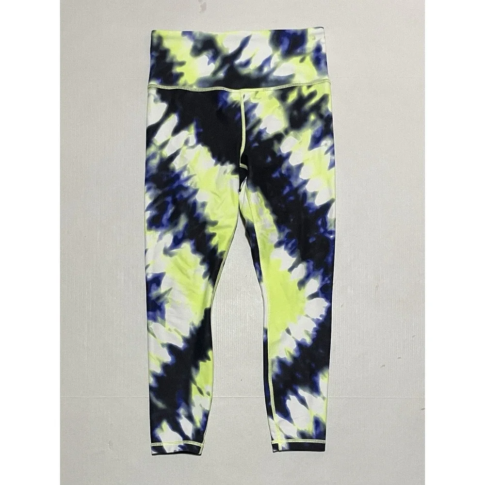 Athleta Pants Womens Small Elation 7/8 Tight Tie Dye‎ Neon Green Leggings 23